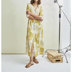 NEW AMS PURE maxi shirt dress in yellow/ivory